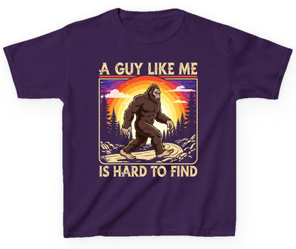 A Guy Like Me Is Hard to Find bigfoot Youth T-Shirt Purple product mockup