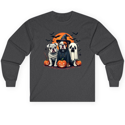 Halloween Bulldogs Costumes Halloween bulldogs Long Sleeve Tee Dark Heather product mockup