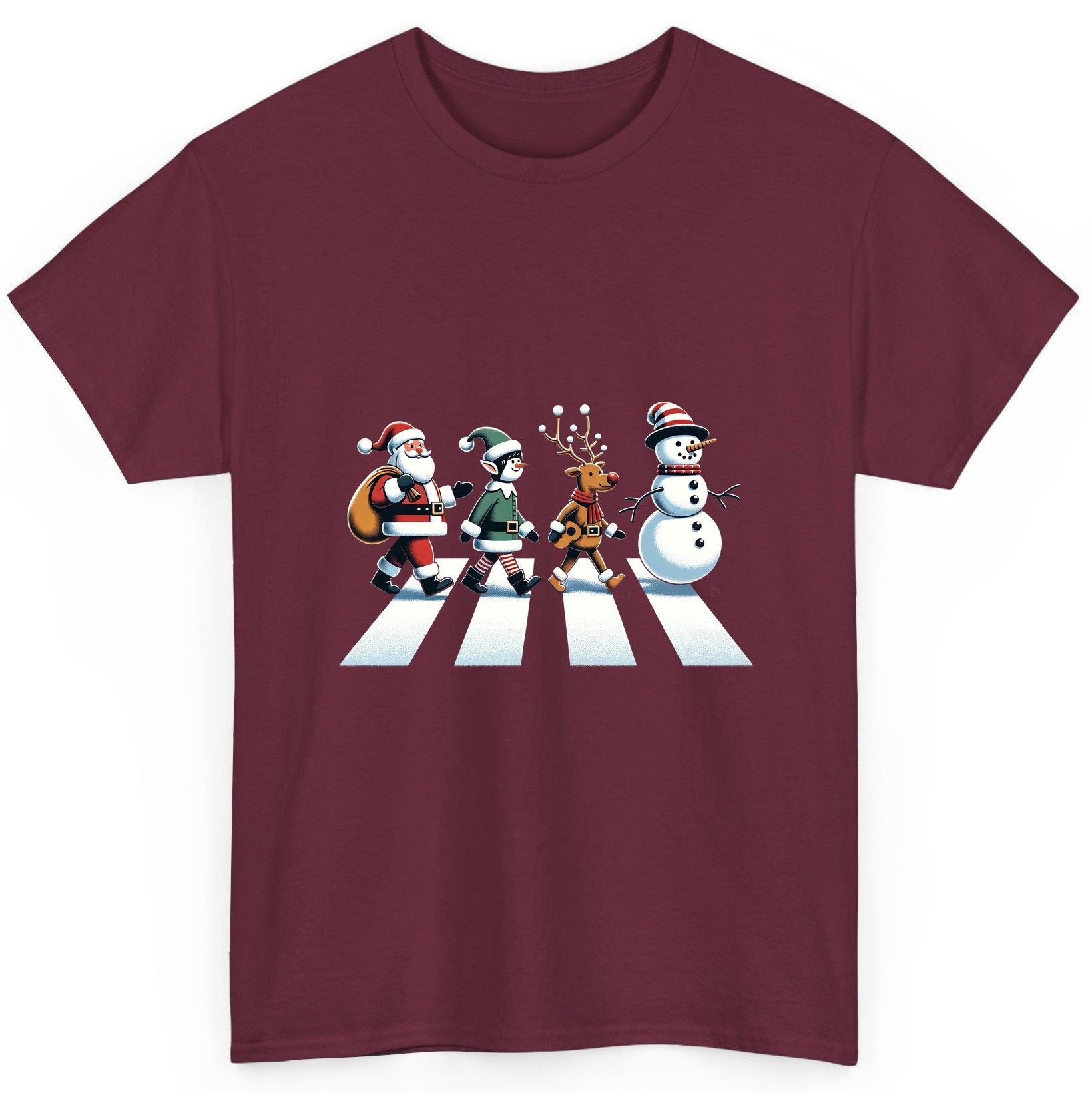 Christmas Abbey Road Parody Christmas abbey road parody T-Shirt Maroon product mockup