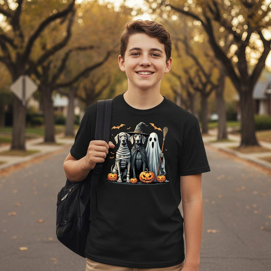 Halloween Weimaraner Dogs Halloween weimaraner dogs Youth T-Shirt Black lifestyle mockup