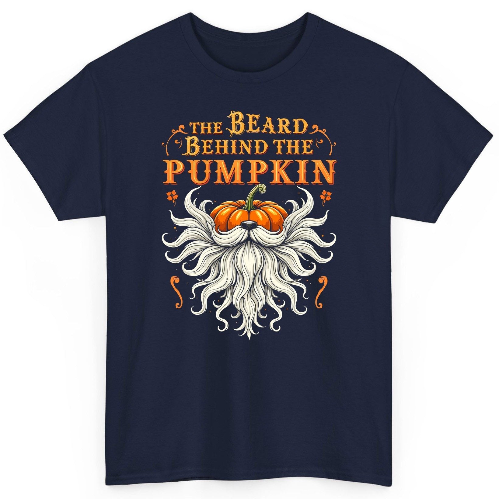 The Beard Behind the Pumpkin bearded dad T-Shirt Navy product mockup
