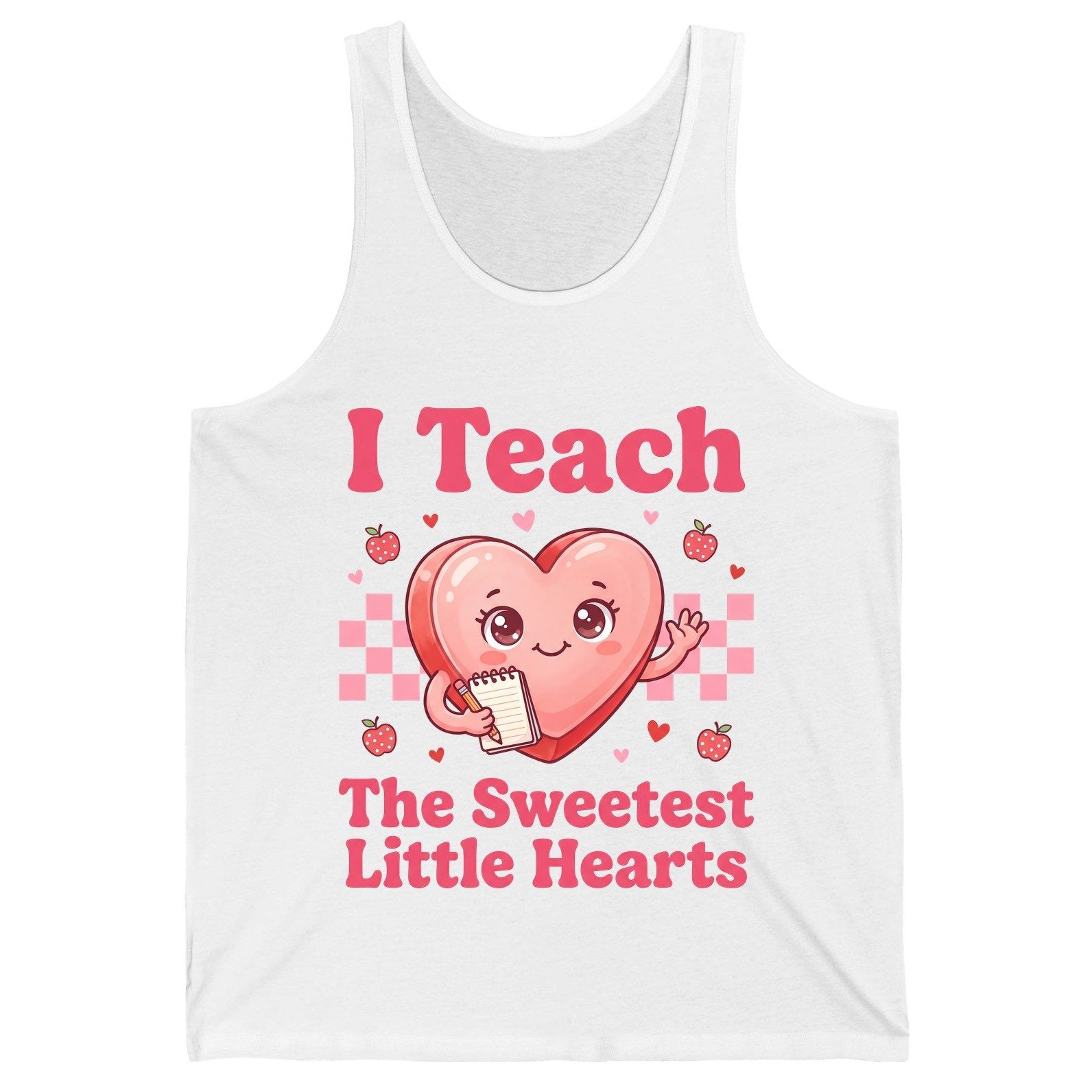 I Teach the Sweetest Little Hearts teacher Tank Top White product mockup