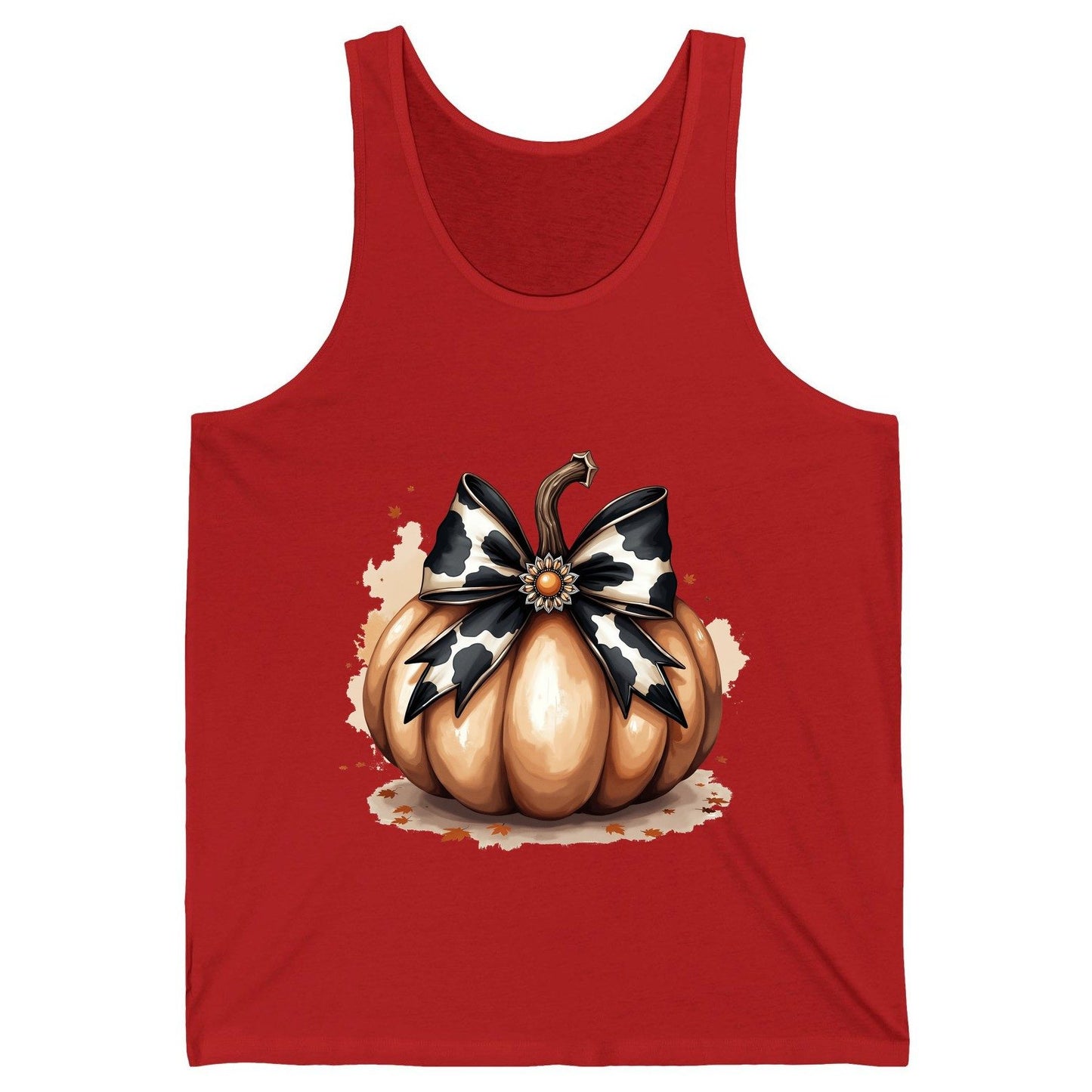 Cow Print Bow Pumpkin pumpkin Tank Top Red product mockup