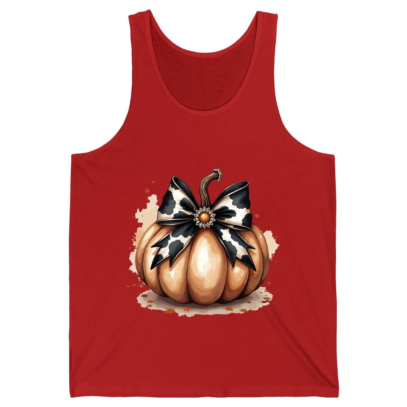 Cow Print Bow Pumpkin pumpkin Tank Top Red product mockup