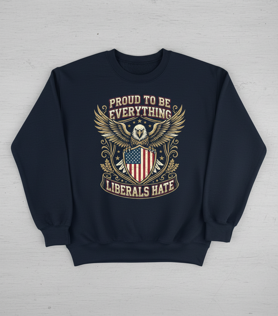 Proud To Be Everything Liberals Hate Patriotic Eagle Sweatshirt - Navy