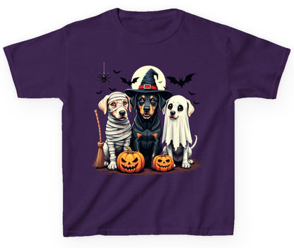 Halloween Dogs in Costumes dogs in Halloween costumes Youth T-Shirt Purple product mockup
