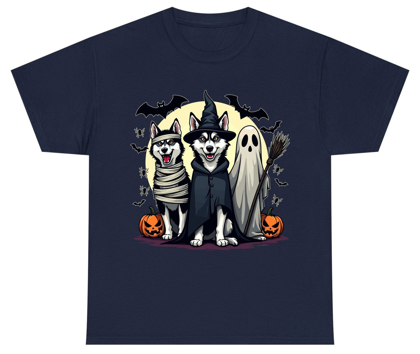 Halloween Huskies in Costumes Halloween huskies Youth T-Shirt Navy product mockup