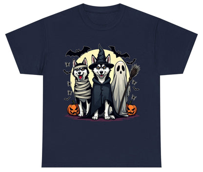 Halloween Huskies in Costumes Halloween huskies Youth T-Shirt Navy product mockup
