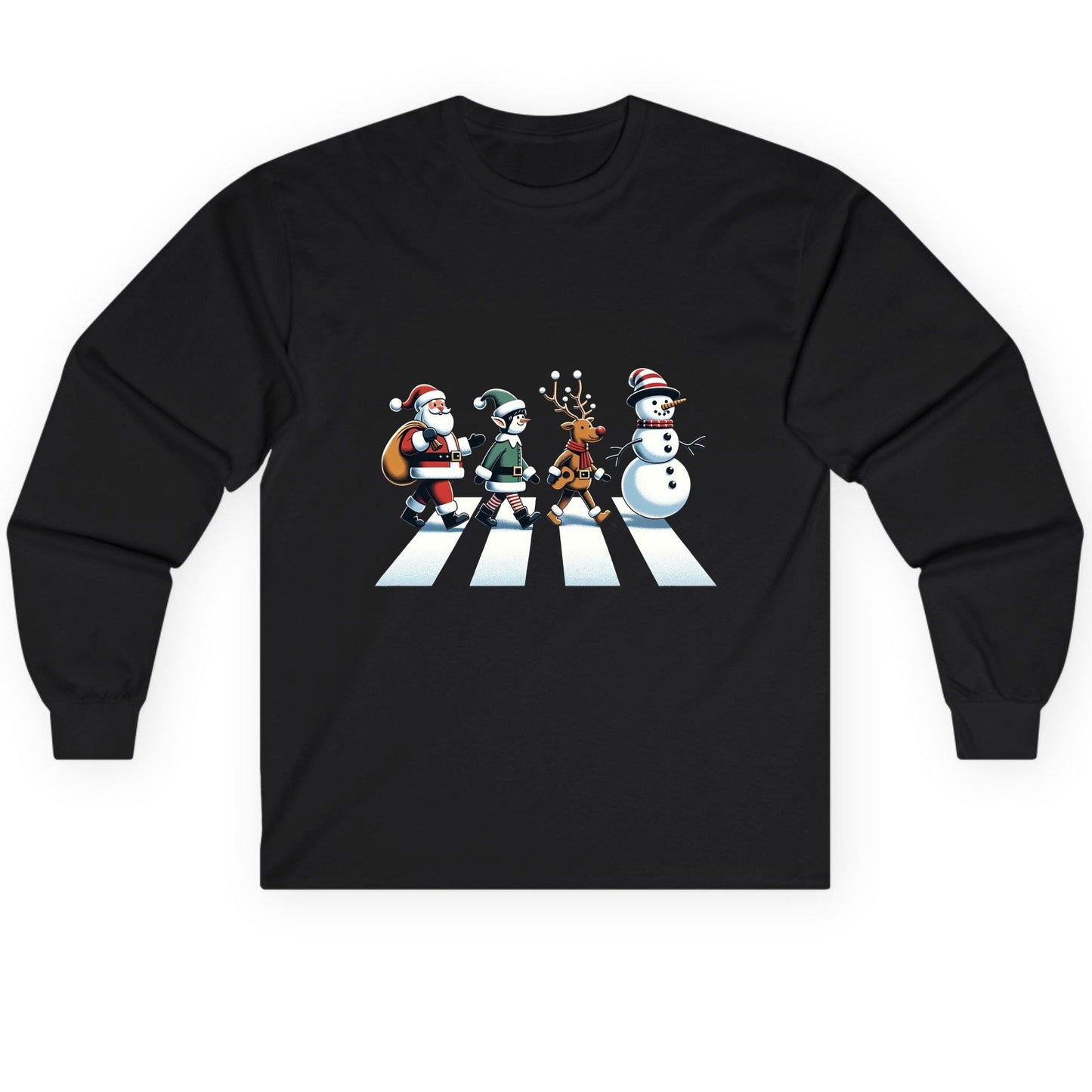 Christmas Abbey Road Parody Christmas abbey road parody Long Sleeve Tee Black product mockup