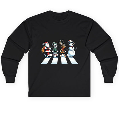 Christmas Abbey Road Parody Christmas abbey road parody Long Sleeve Tee Black product mockup