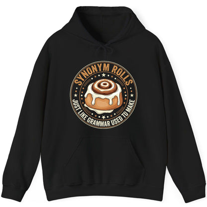 Synonym Rolls Just Like Grammar Used to Make grammar puns Hoodie Black product mockup