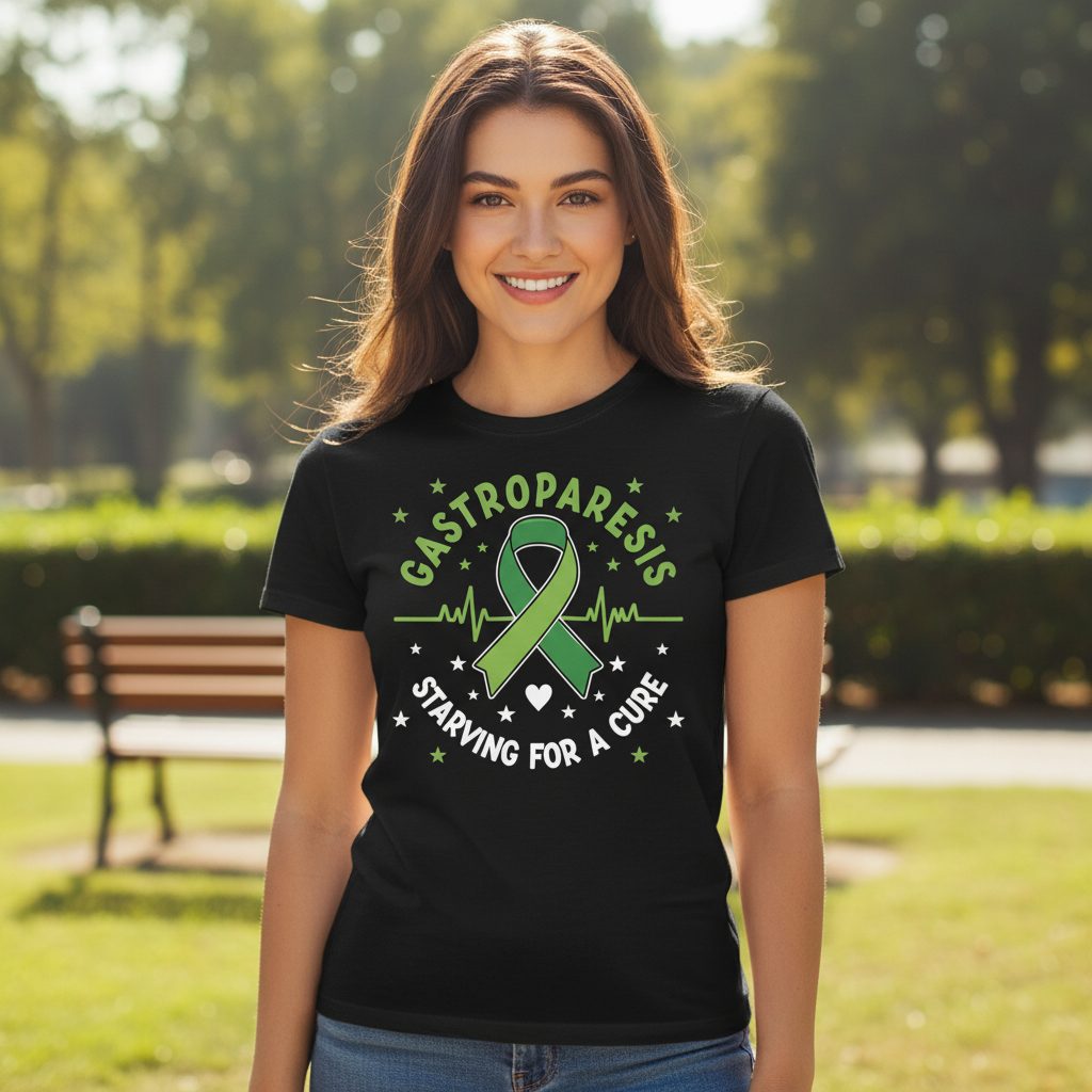 Gastroparesis Starving for a Cure gastroparesis awareness Youth T-Shirt Black lifestyle mockup