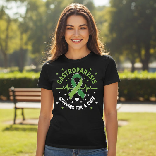 Gastroparesis Starving for a Cure gastroparesis awareness Youth T-Shirt Black lifestyle mockup