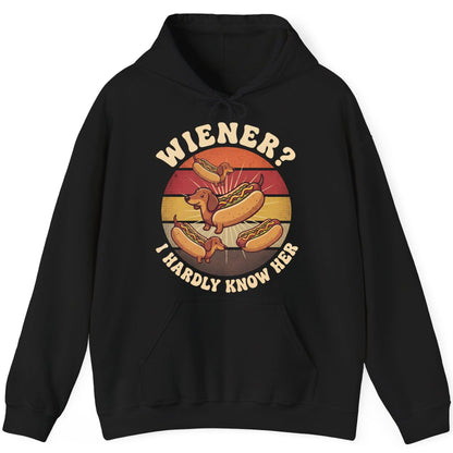 Wiener I Hardly Know Her dachshund Hoodie Black product mockup