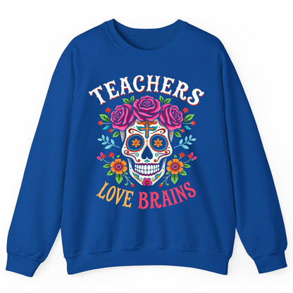 Teachers Love Brains teacher Sweatshirt Royal product mockup