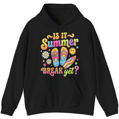 Is It Summer Break Yet Retro Vacation Hoodie - product mockup - Black