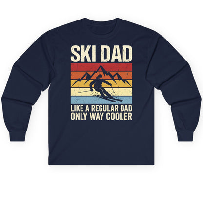 Ski Dad Like a Regular Dad Only Way Cooler skiing Long Sleeve Tee Navy product mockup