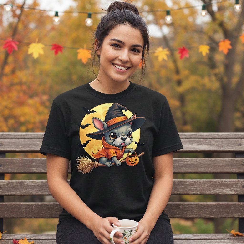 Cute Witch French Bulldog french bulldog T-Shirt Black lifestyle mockup