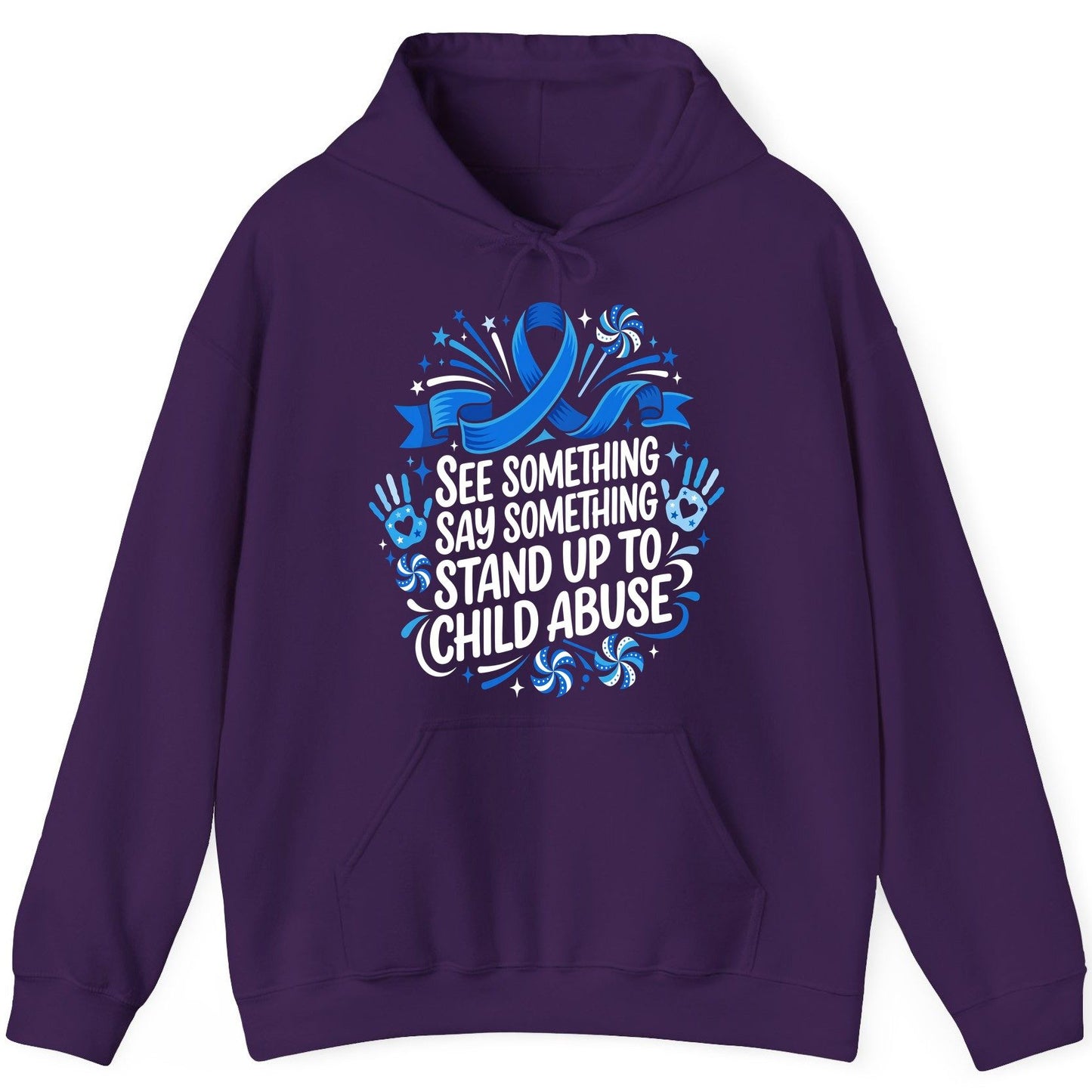 See Something Say Something Stand Up to Child Abuse Prevention Hoodie - product mockup - Purple