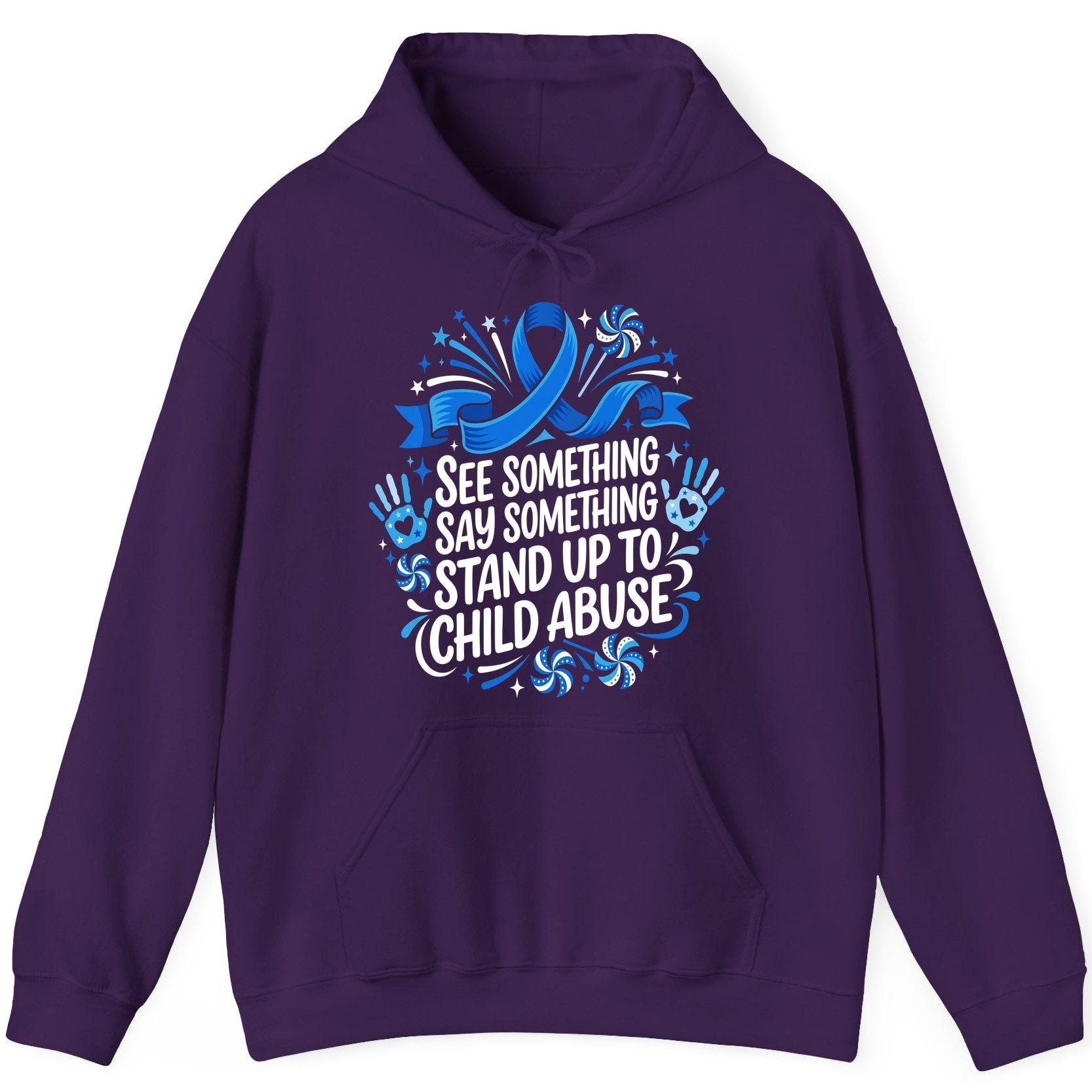 See Something Say Something Stand Up to Child Abuse Prevention Hoodie - product mockup - Purple