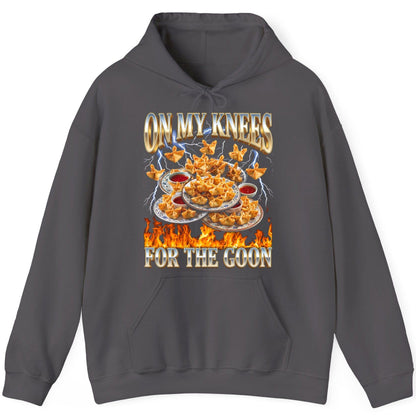 On My Knees for the Goon crab rangoon Hoodie Charcoal product mockup