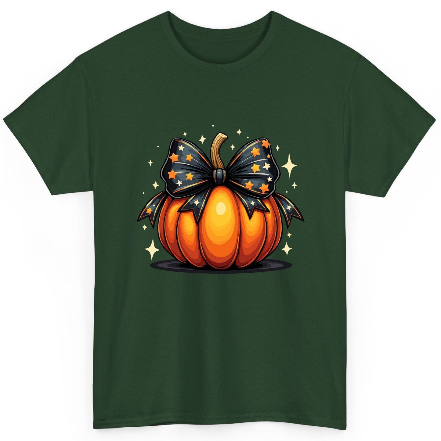 Starry Bow Pumpkin Halloween pumpkin T-Shirt Forest Green product mockup