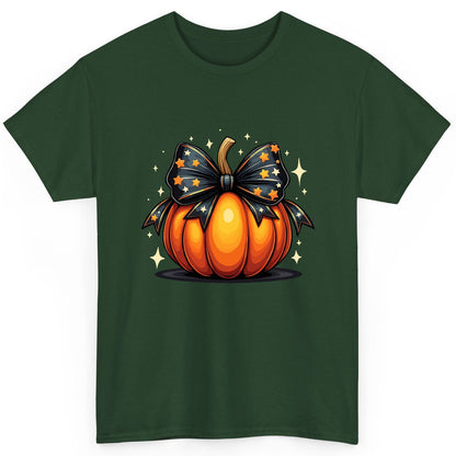 Starry Bow Pumpkin Halloween pumpkin T-Shirt Forest Green product mockup