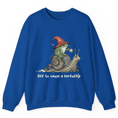 Off to Cause a Kerfuffle wizard frog Sweatshirt Royal product mockup