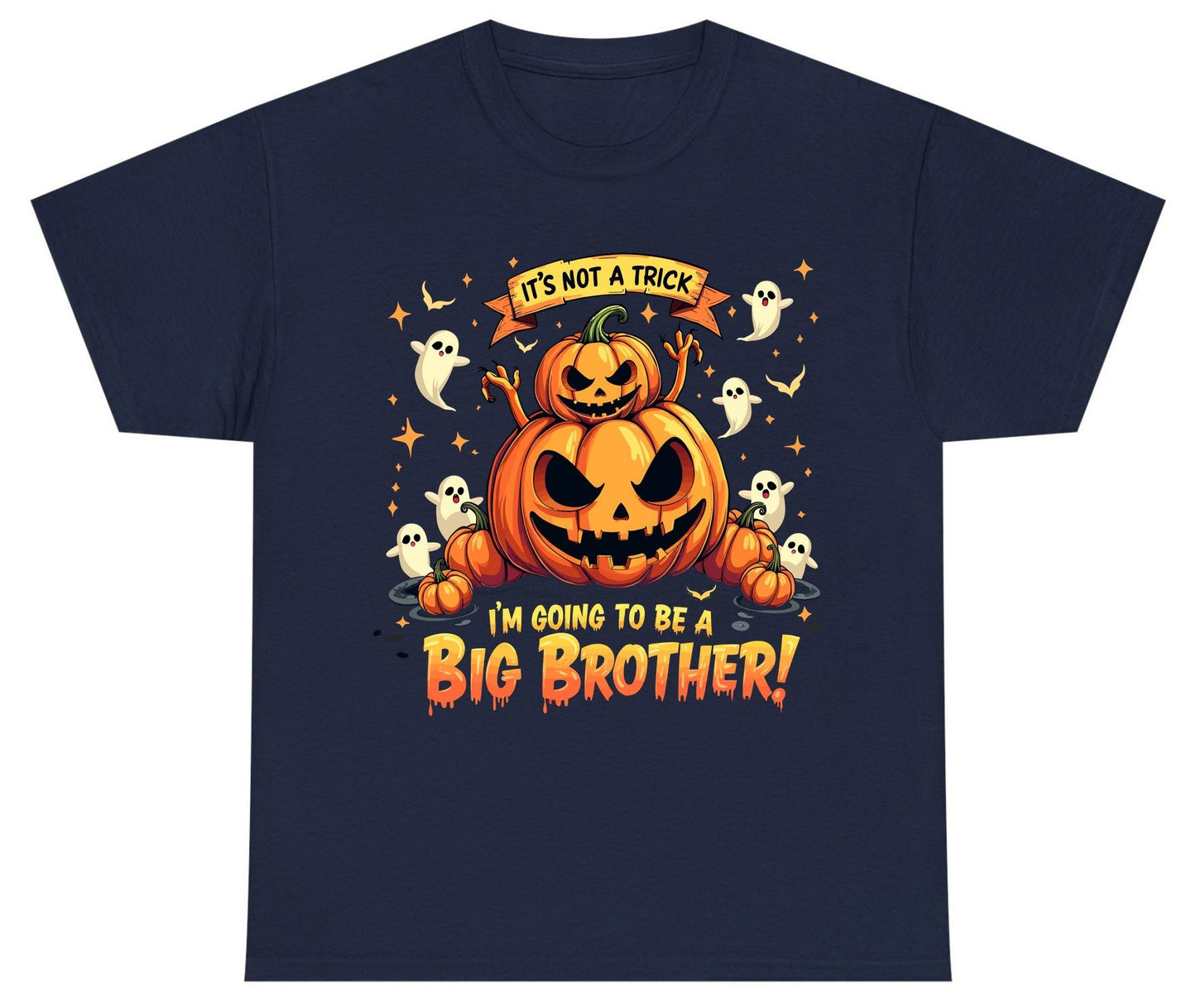 It's Not a Trick I'm Going to Be a Big Brother! Halloween big brother announcement Youth T-Shirt Navy product mockup