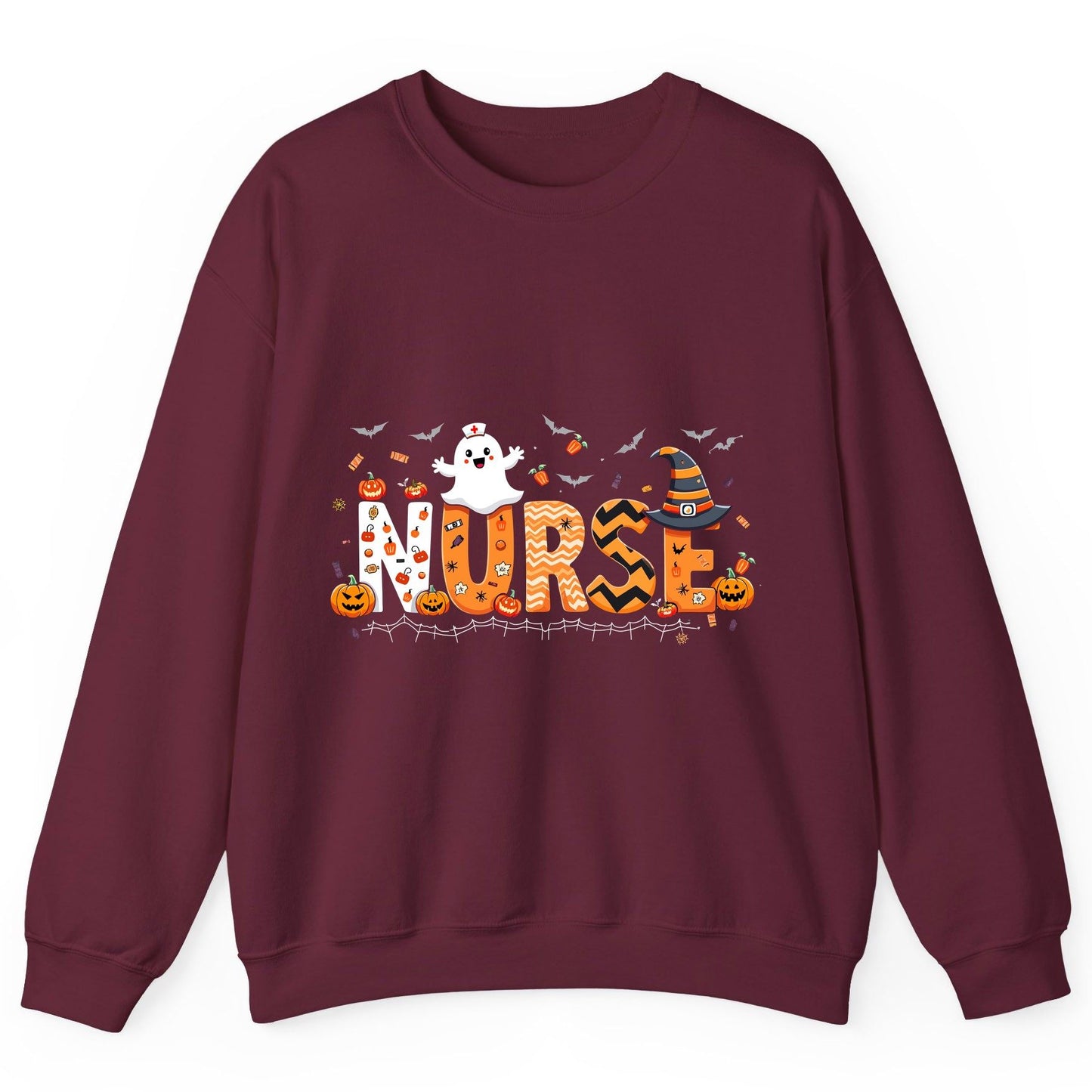 Nurse Halloween Sweatshirt Maroon product mockup