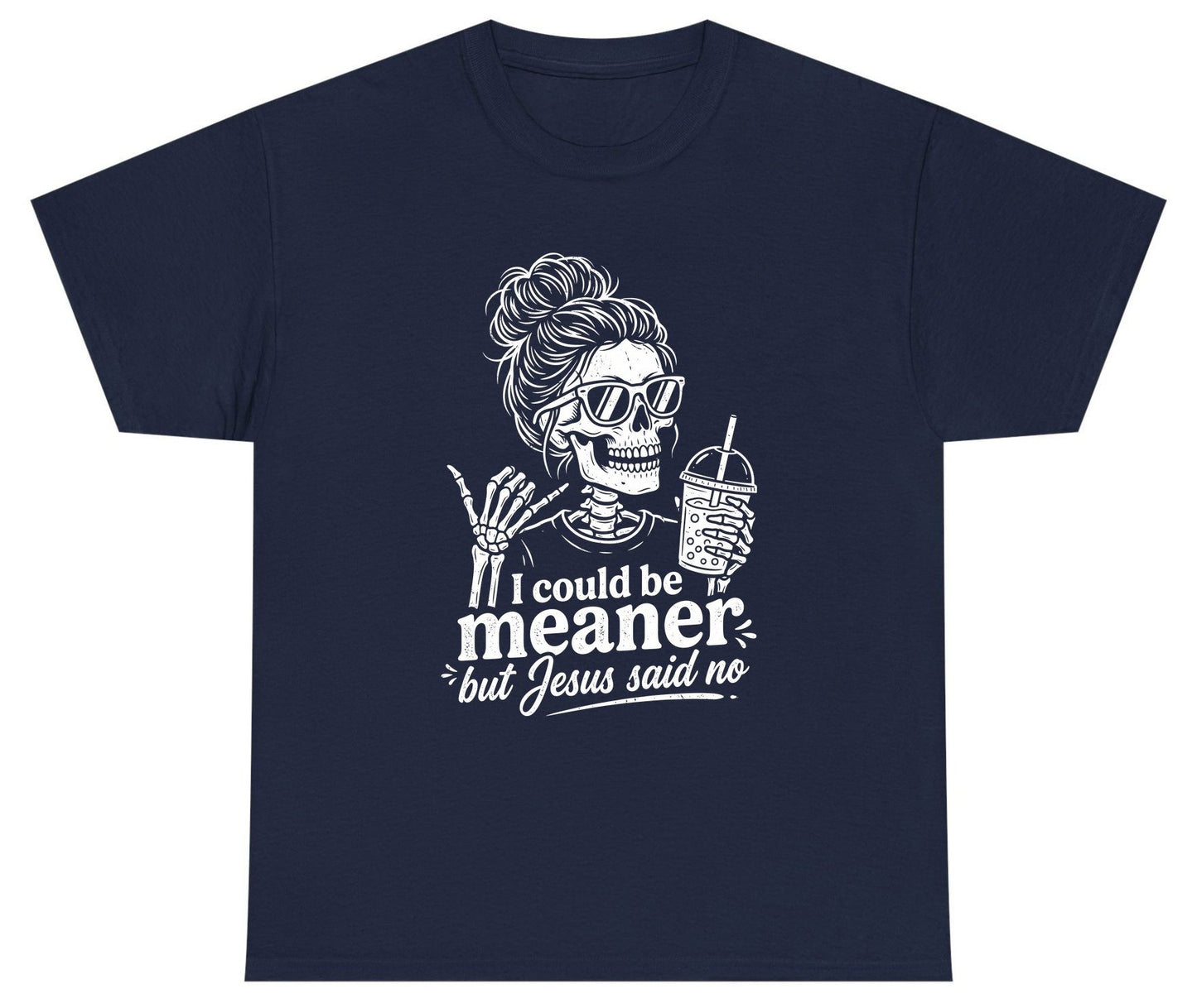 I Could Be Meaner but Jesus Said No Youth T-Shirt - product mockup - Navy