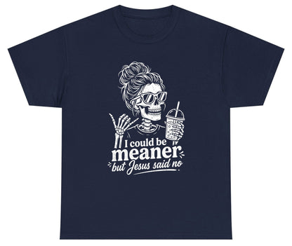 I Could Be Meaner but Jesus Said No Youth T-Shirt - product mockup - Navy