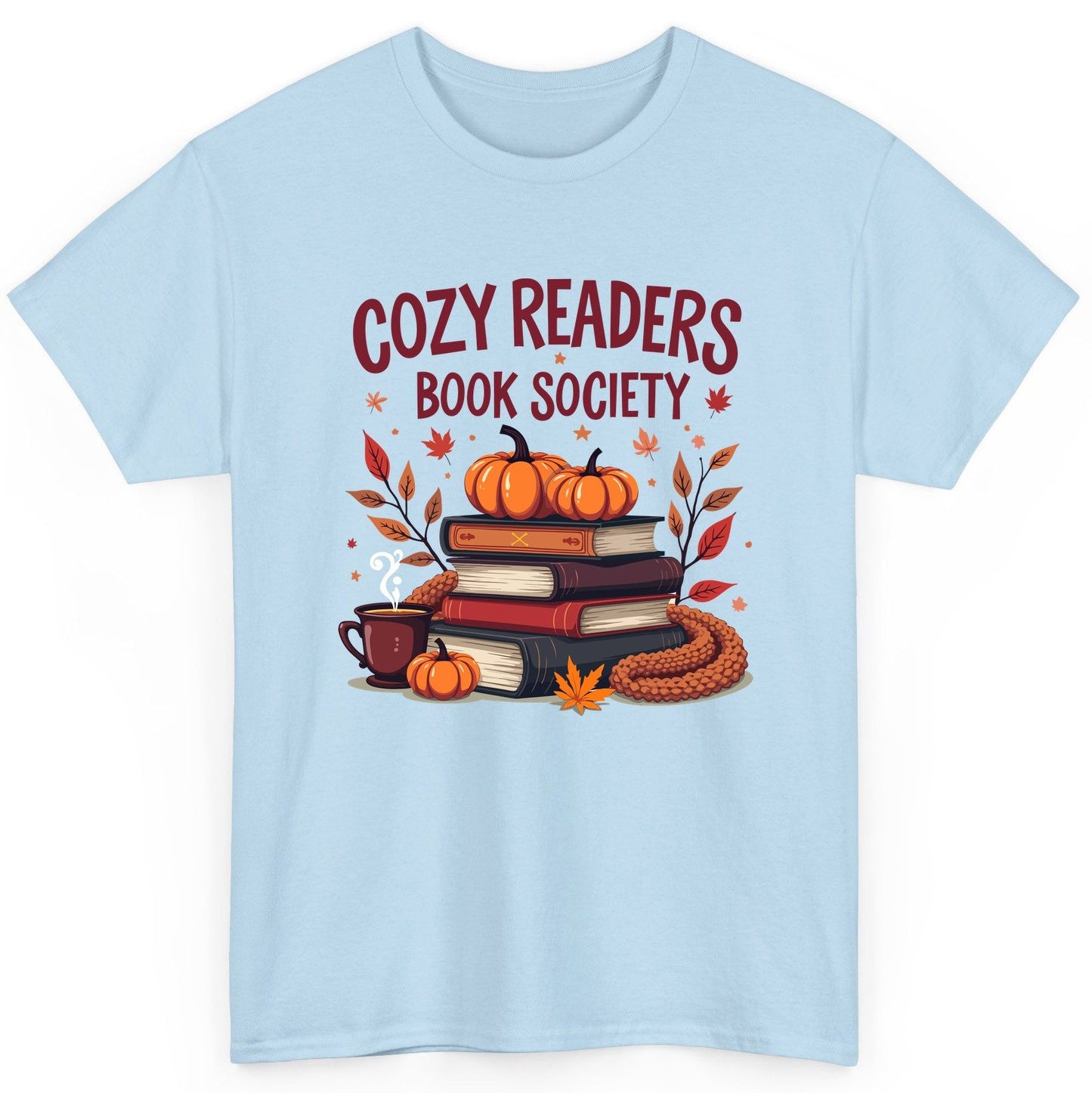 Cozy Readers Book Society reading T-Shirt Light Blue product mockup