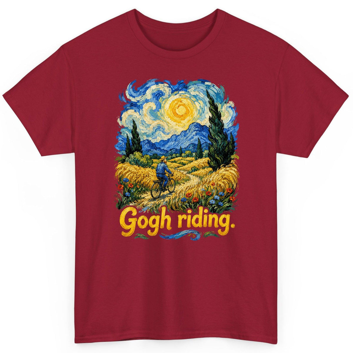 Gogh Riding van gogh art parody T-Shirt Cardinal Red product mockup