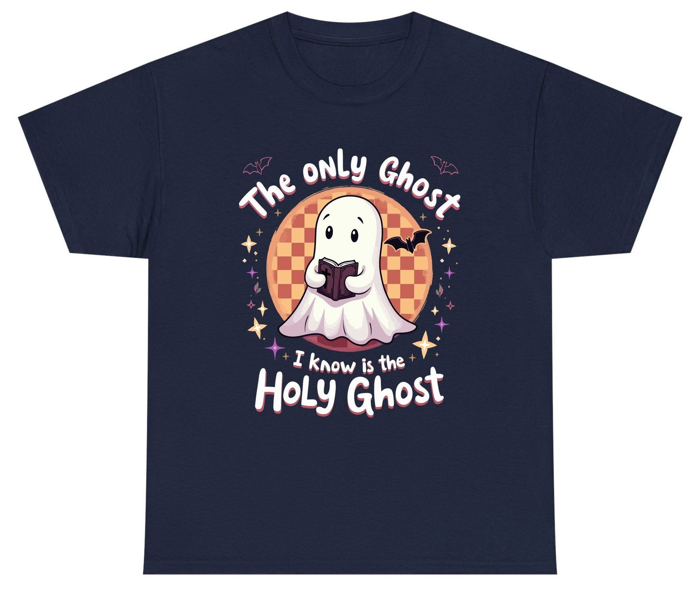 The Only Ghost I Know Is the Holy Ghost christian Halloween Youth T-Shirt Navy product mockup