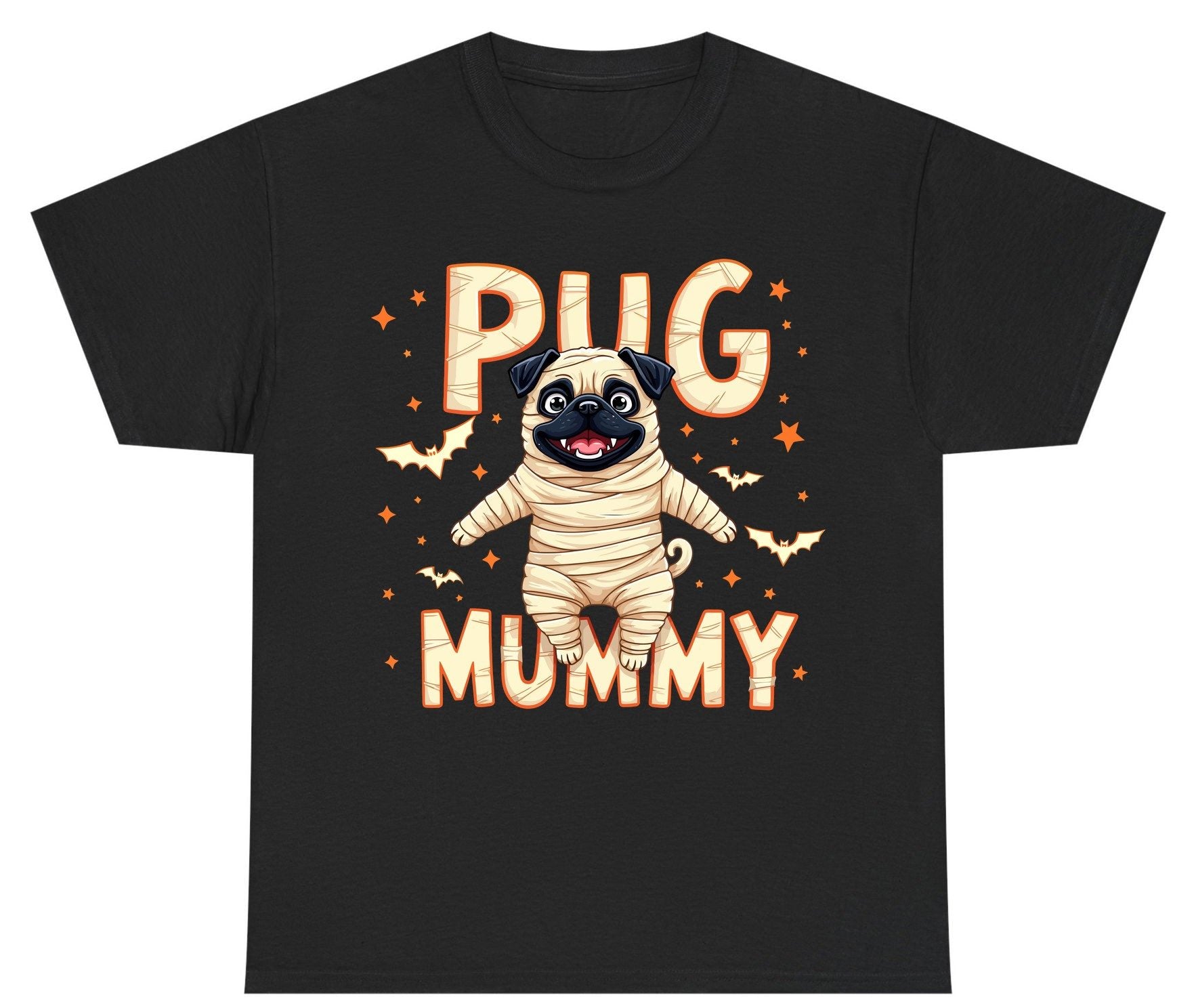 Pug Mummy pug Youth T-Shirt Black product mockup