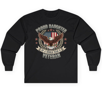 Proud Daughter of a World War Ii Veteran wwii veteran Long Sleeve Tee Black product mockup