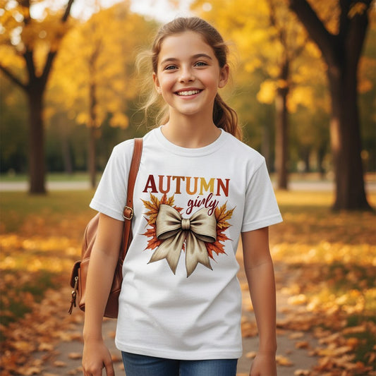 Autumn Girly autumn Youth T-Shirt White lifestyle mockup