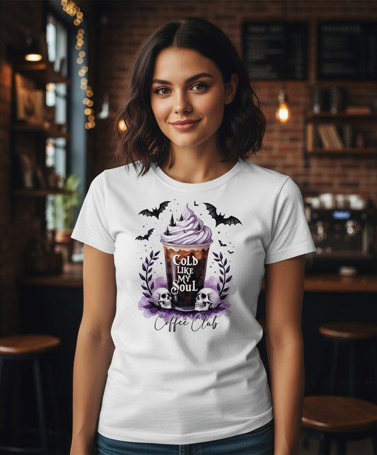Cold Like My Soul gothic iced coffee T-Shirt White lifestyle mockup