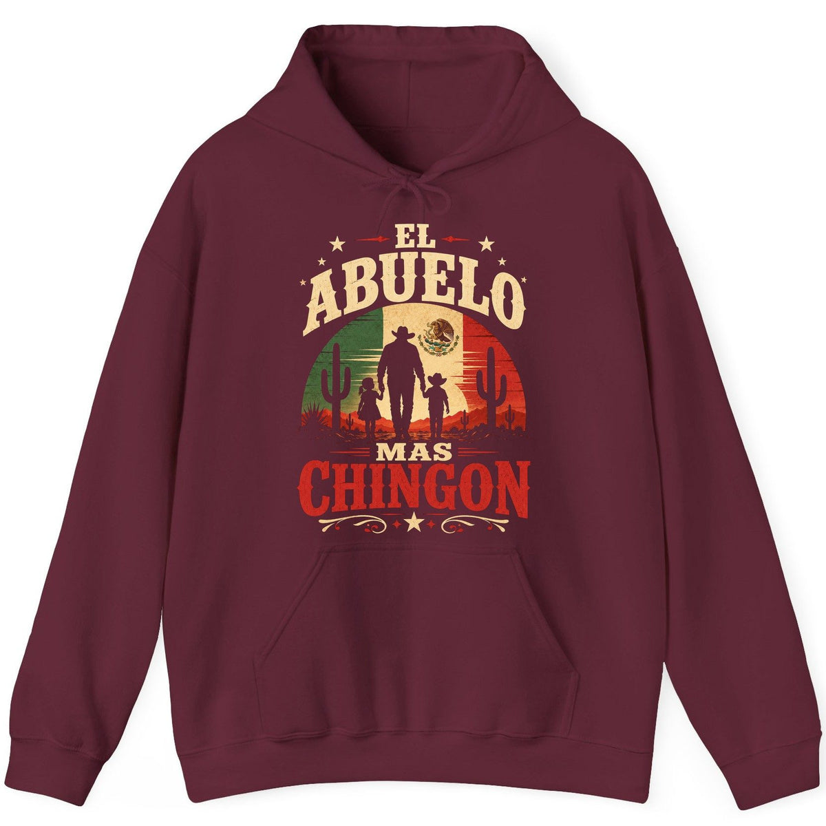 El Abuelo Mas Chingon mexican grandfather Hoodie Maroon product mockup