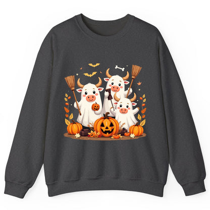 Cute Ghost Cows Halloween cows Sweatshirt Dark Heather product mockup