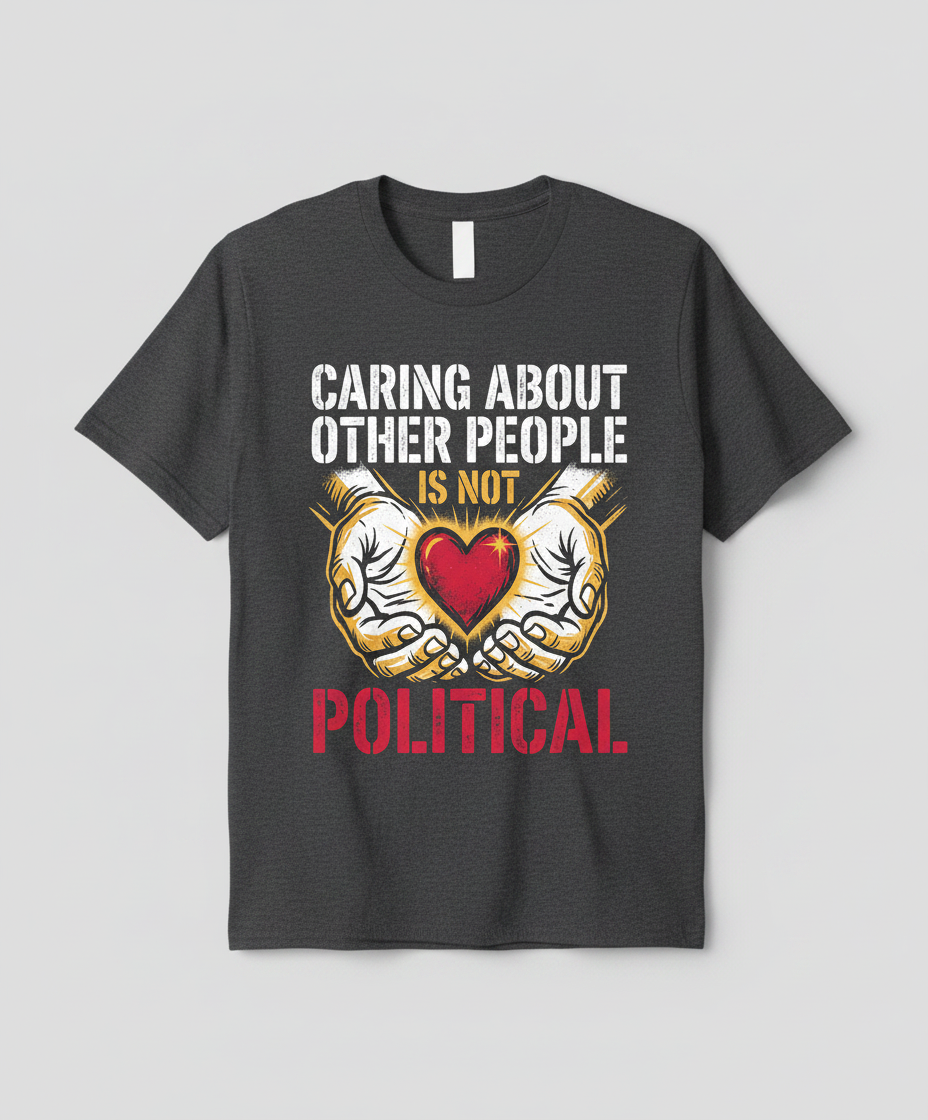 Caring About Other People Is Not Political Empathy Design T-Shirt - Dark Heather