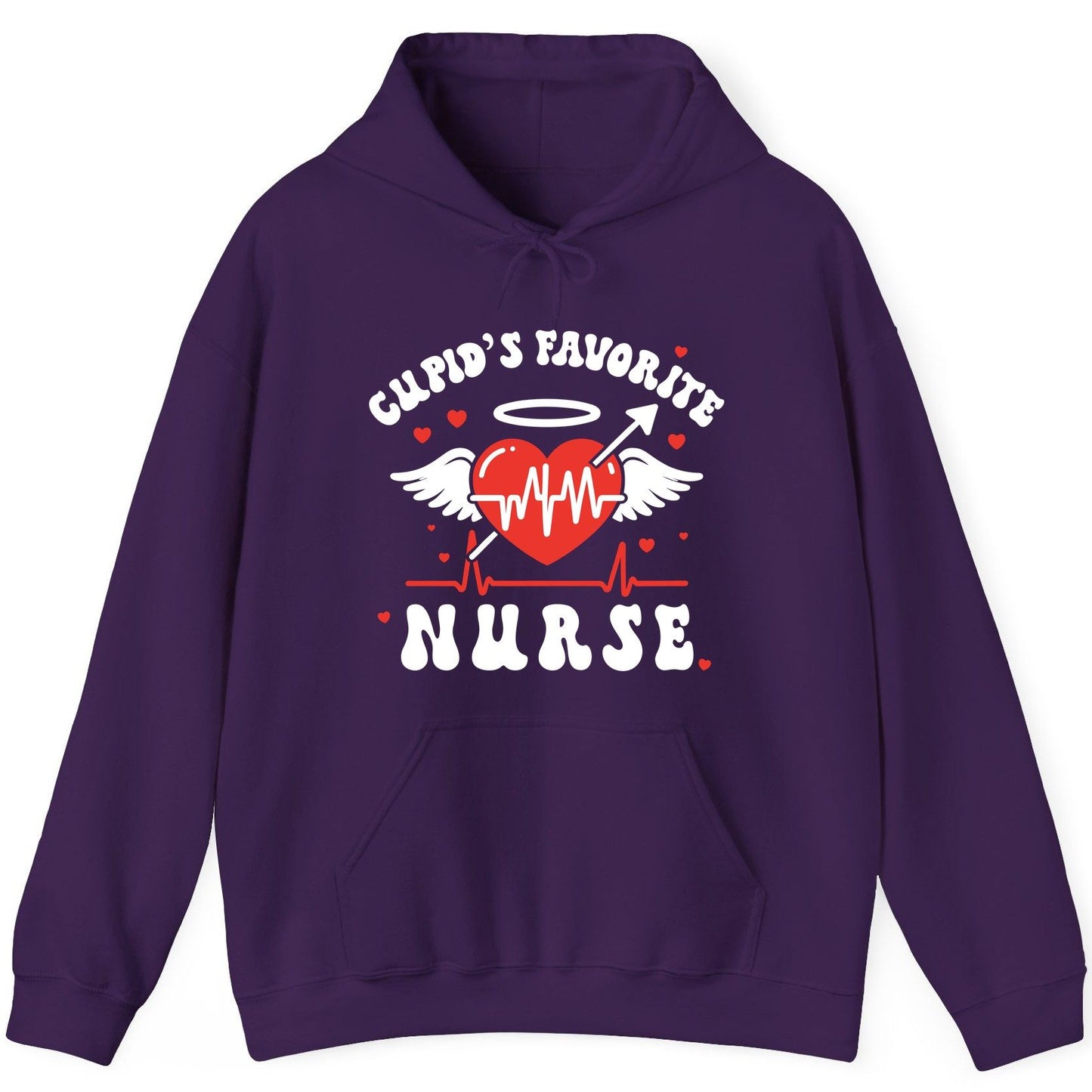 Cupid's Favorite Nurse nursing Hoodie Purple product mockup