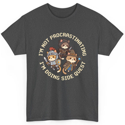 I'm Not Procrastinating I'm Doing Side Quest rpg cats T-Shirt Dark Heather product mockup