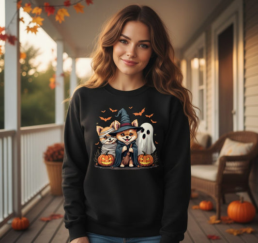 Cute Halloween Corgi Dogs Halloween corgis Sweatshirt Black lifestyle mockup