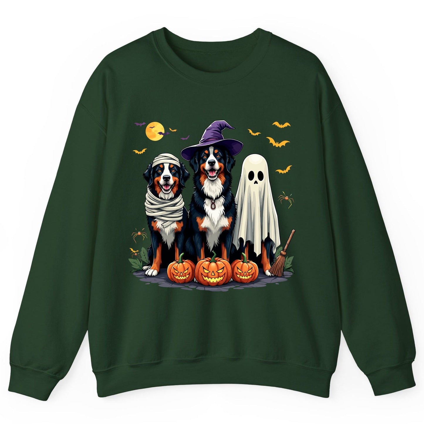 Halloween Bernese Mountain Dogs bernese mountain dog Sweatshirt Forest Green product mockup