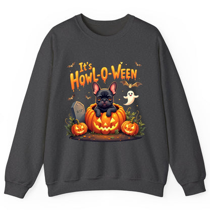 It's Howl-O-Ween french bulldog Sweatshirt Dark Heather product mockup