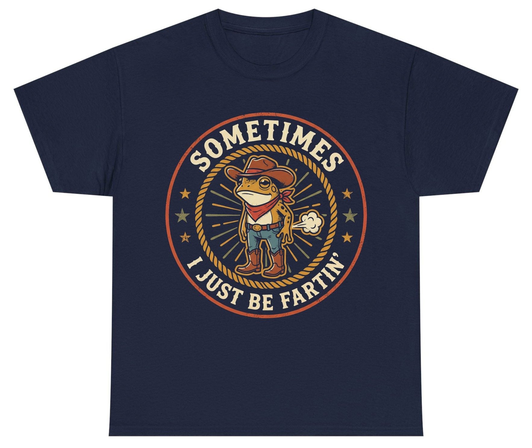 Sometimes I Just Be Fartin' cowboy frog Youth T-Shirt Navy product mockup