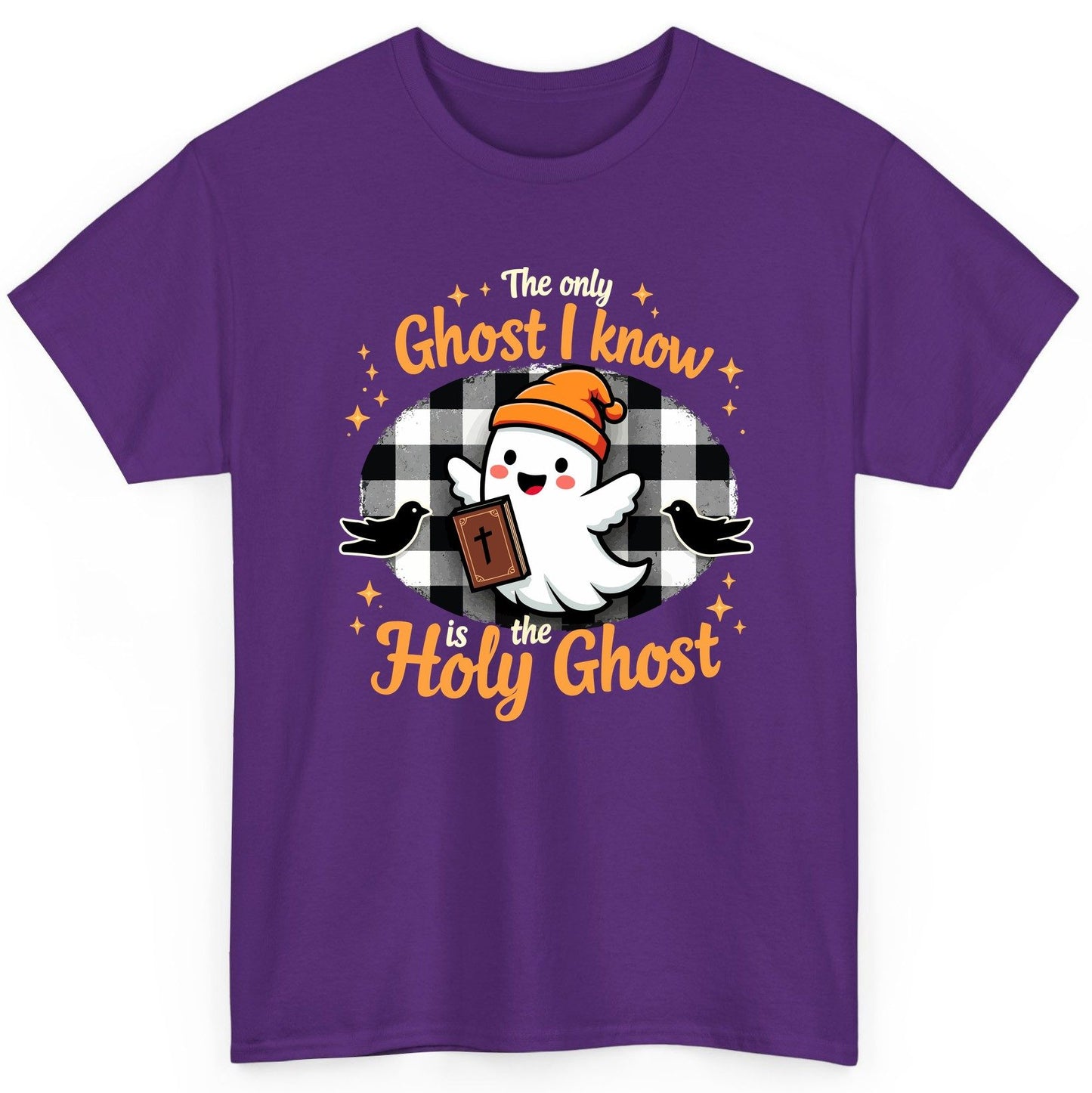 The Only Ghost I Know Is the Holy Ghost christian Halloween T-Shirt Purple product mockup
