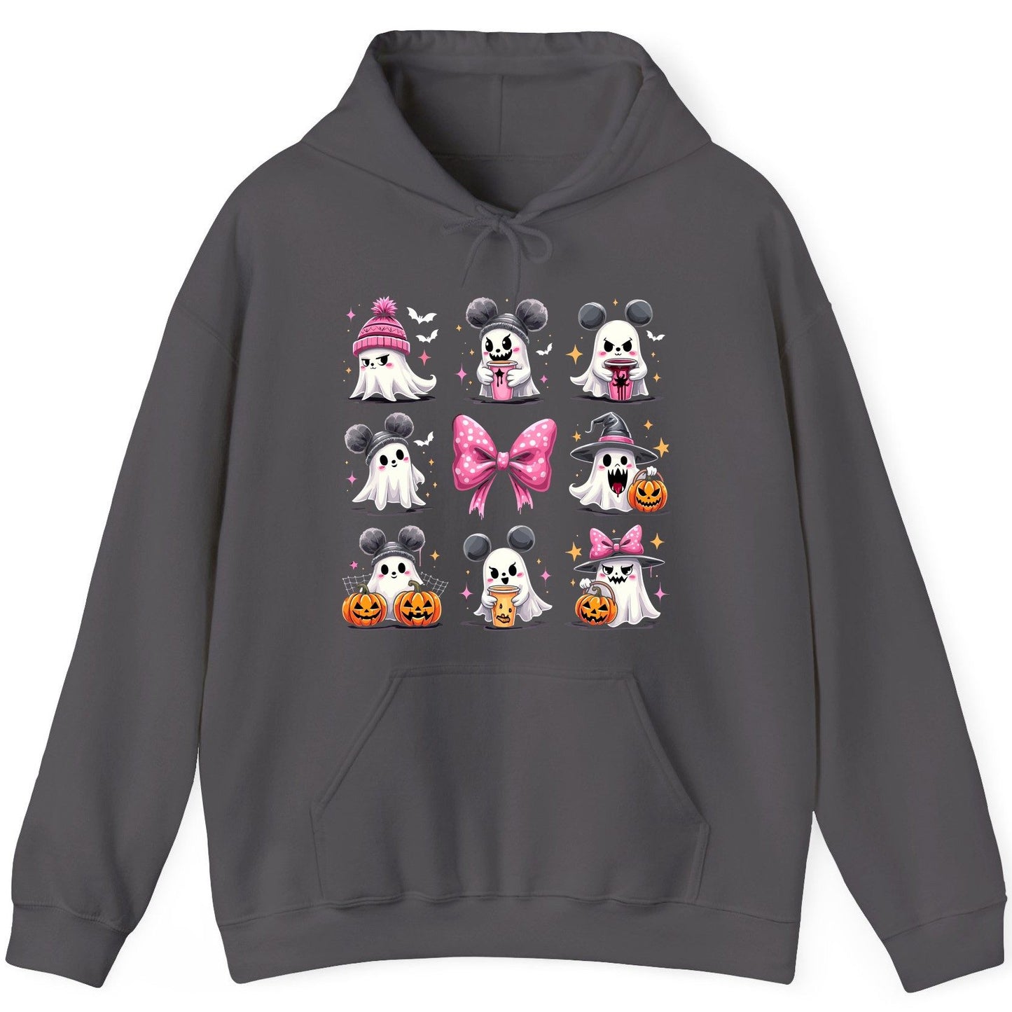 Cute Pink Halloween Ghosts Halloween ghosts Hoodie Charcoal product mockup
